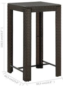 5 pcs conjunto bar exterior c/ apoio de braços vime PE castanho