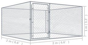 Canil de exterior em aço galvanizado 2x2x1 m