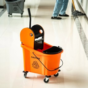 Balde para esfregona comercial com espremedor 36L Capacidade 54x41x91,5 cm Laranja