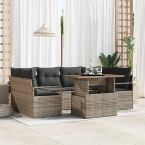 Conjunto de Sofá de Jardim de 7 Peças vidaXL com Almofadas Cinza Ratta
