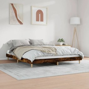 Estrutura de cama sem colchão 160x200 cm carvalho fumado
