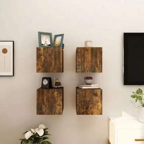 vidaXL Móveis de TV de parede 4 pcs 30,5x30x30 cm cor carvalho fumado