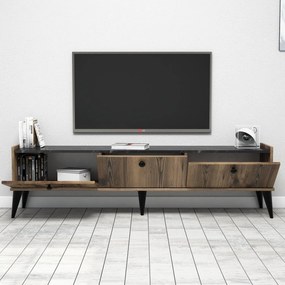 TV Stand Lidya – Nogueira e Mármore – 180x49x35 cm