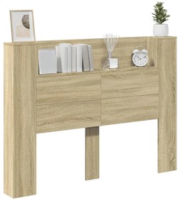 Armário cabeceira c/ luzes LED 140x16,5x103,5cm carvalho sonoma