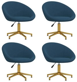 vidaXL Cadeiras de jantar 4 pcs veludo azul