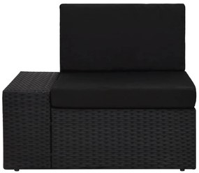 9 pcs conjunto lounge de jardim c/ almofadões vime PE preto