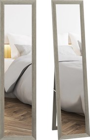 HOMCOM Espelho Pé Retangular Corpo Inteiro Parede 37x155 cm Estrutura Madeira Elegante Cinza | Aosom Portugal