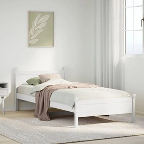 Cama sem colchão 75x190 cm madeira de pinho maciça branco