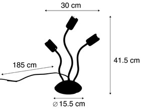 Candeeiro de mesa design preto 3 luzes - Wimme Design