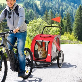 PawHut Reboque de Bicicleta para Cães 2 em 1 Transporte para Animais d