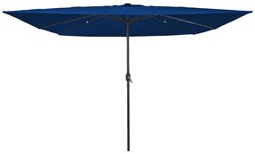 Parasol Quadrado para Jardim vidaXL com Luzes LED 295x245 cm Azul Céu
