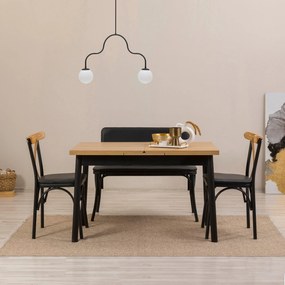 Conjunto de Mesa de Jantar Extensível e Cadeiras Oliver – Preto – Mesa
