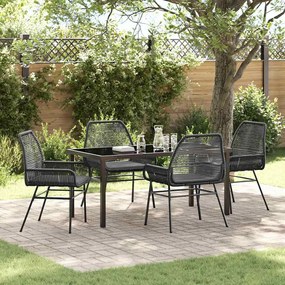 vidaXL Conjunto de Jantar de Jardim com Almofadas Preto Rattan Polimérico