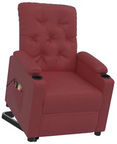 Poltrona massagens elevatória couro artificial vermelho tinto