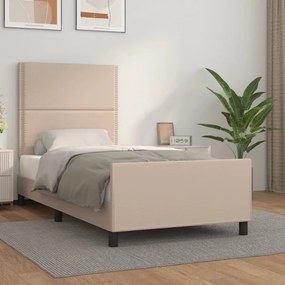vidaXL Estrutura cama c/ cabeceira couro artif. 90x190 cm cappuccino