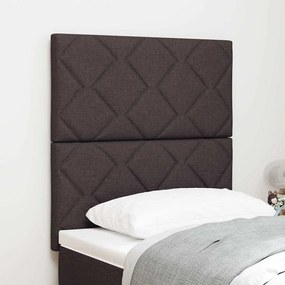 Cabeceira LED vidaXL Design de Blocos de Diamante Castanho Escuro 80 cm Tecido