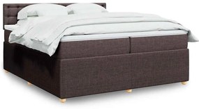 Cama com molas/colchão 200x200 cm tecido castanho-escuro