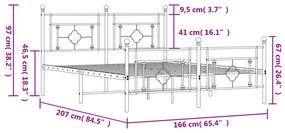 Estrutura de cama sem colchão com pés 160x200 cm preto