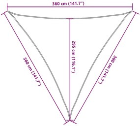 Para-sol vela triangular 160 g/m² 3,6x3,6x3,6 m PEAD areia