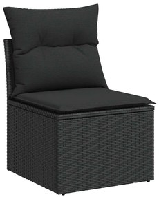 6 pcs conjunto sofás de jardim c/ almofadões vime PE preto