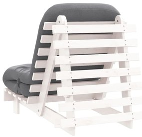 Sofá-cama futon com colchão 70x206x11 cm pinho maciço branco