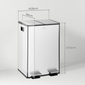 Caixote do lixo duplo para cozinha, 2 x 28 L, 2 tampas com fecho suave, baldes interiores removíveis e pegas