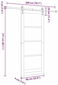 Conjunto de Porta Deslizante vidaXL com Conjunto de Ferragens 86x211 c