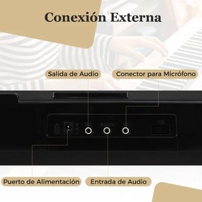 Teclado portátil de 61 teclas, kit de piano elétrico com 200 ritmos e tons, 70 demos, microfone e auscultadores para todas as idades, preto