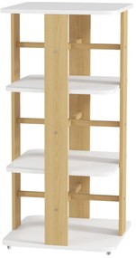 AIYAPLAY Estante para Livros Infantil Estante para Crianças com Rodas 3 Prateleiras 48x48x99,5 cm Branco e Madeira