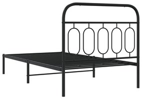 Estrutura de cama com cabeceira 107x203 cm metal preto