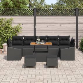 Conjunto de Sofás para Jardim de 10 Peças com Almofadas Preto de Ratta