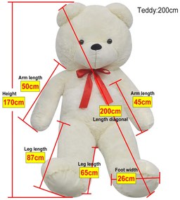 Urso de peluche 170 cm branco