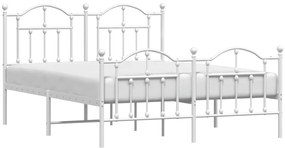 Estrutura de cama com cabeceira e pés 135x190 cm metal branco