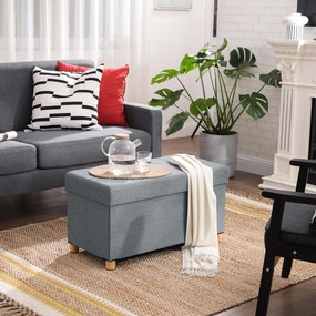 Banco com espaço de arrumação 38,1 x 76,1 x 40,1 cm cinza claro