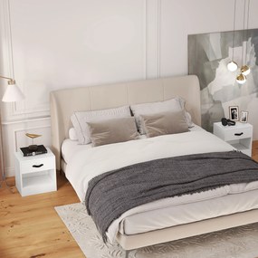 Conjunto de 2 Mesas de Cabeceira para Dormitório Estreitas com Gaveta e Compartimento Aberto 39x28x41 cm Branco