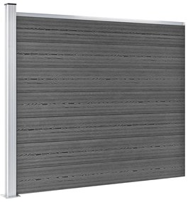Conjunto painel de cerca 353x146 cm WPC preto