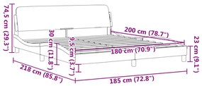 Estrutura de cama c/ cabeceira 180x200 cm veludo cinzento-claro