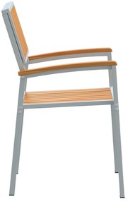 Conjunto de Cadeiras de Jardim Empilháveis 6 pcs Cinza Aço e Madeira d