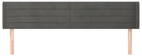 Cabeceira de cama c/ abas veludo 203x16x78/88cm cinzento-escuro