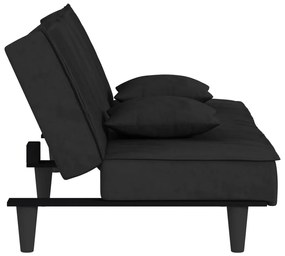 Sofá-cama veludo preto