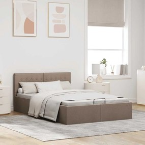 Cama Hidráulica Karen com Arrumação - 140x200cm - Em Tecido Cinza-Acas