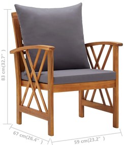 5 pcs conjunto lounge de jardim com almofadões acácia maciça