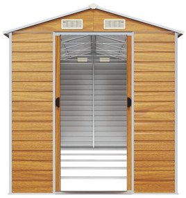 Abrigo de jardim 191x470x198 cm aço galvanizado castanho-claro