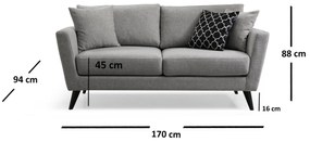 Sofá de 2 Lugares Mayorka – Cinzento – 170x94x88 cm