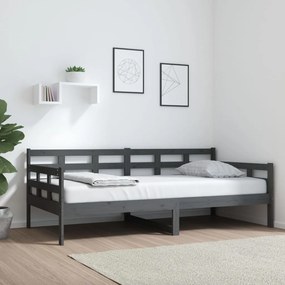 820369 vidaXL Sofá-cama 90x190 cm madeira de pinho maciça cinzento