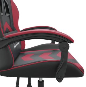 Cadeira gaming giratória couro artificial preto/vermelho tinto