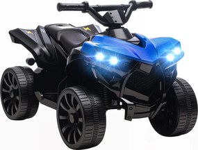AIYAPLAY Quadriciclo Elétrico para Crianças 6 V Quadriciclo para Crianças com Velocidade até 3 km/h Faróis e Música 70x42x45 cm Azul | Aosom Portugal