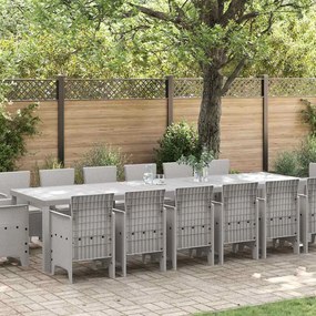 Conjunto de Jantar de 15 Peças vidaXL para Jardim com Almofadas Cinzento-claro Polirattan