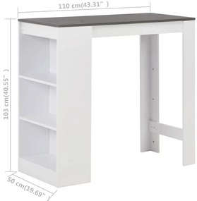 Mesa de bar com prateleira branco 110x50x103 cm