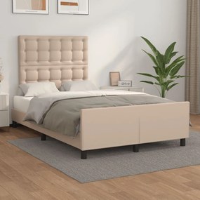 Estrutura de cama sem colchão 120x190cm couro artif. cappuccino